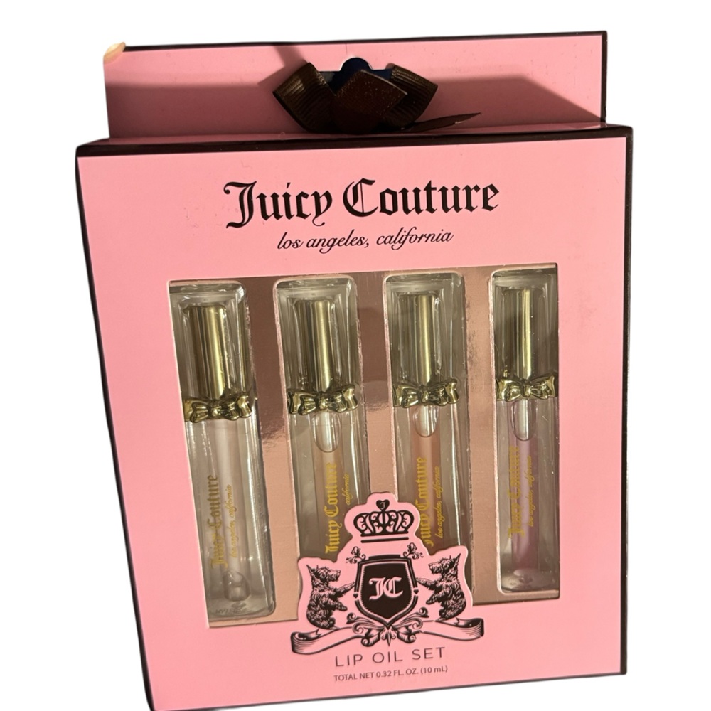 Juicy Couture Lip Oil 4 Piece Collection Gift Set Pink Clear Glossy Brand New